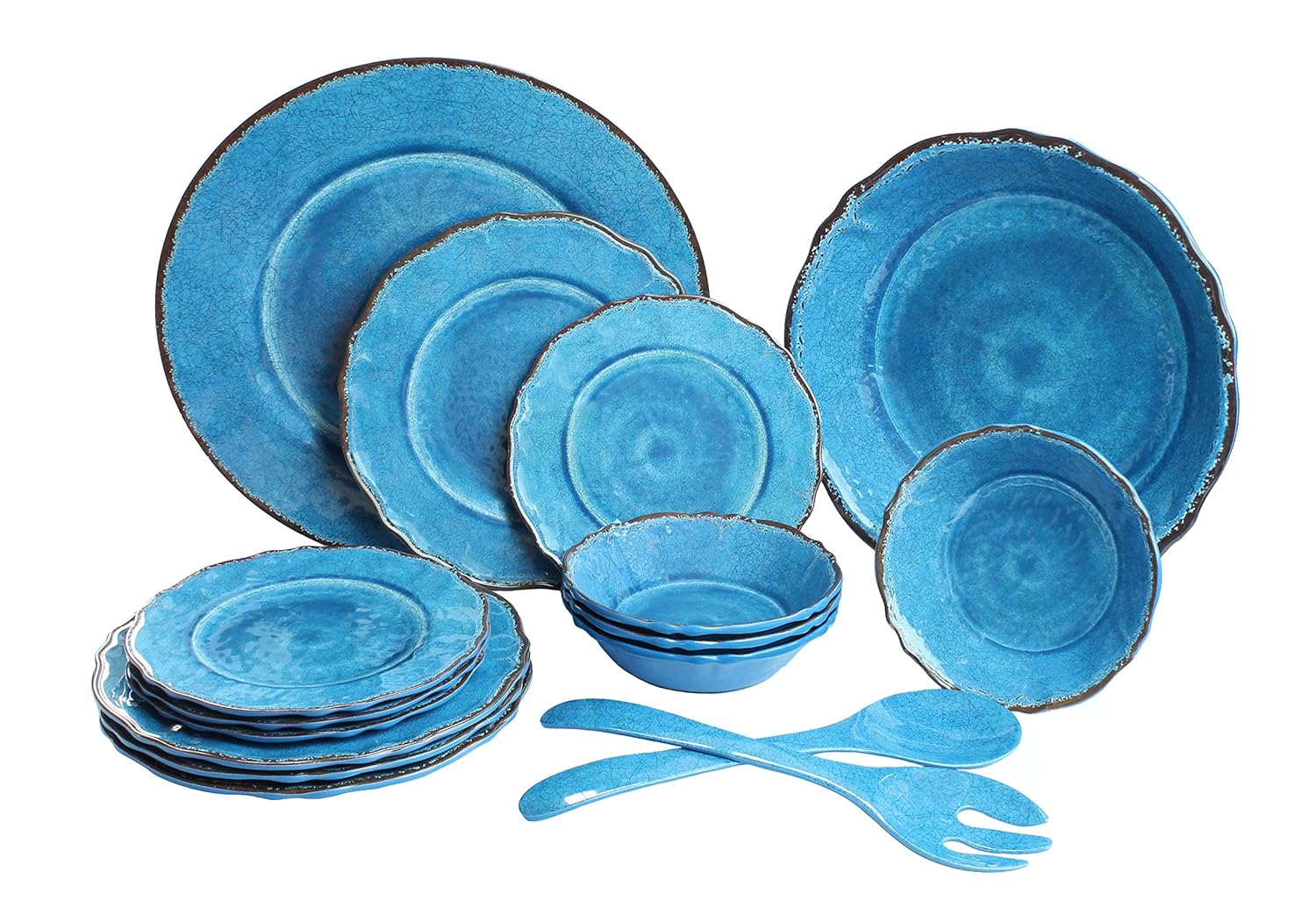 le cadeaux 16件豪华树脂餐具套装,4件装 antiqua 蓝色